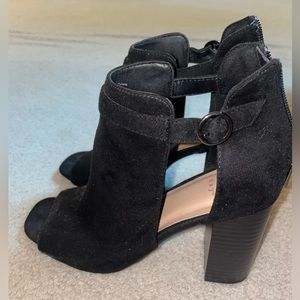 Black open toe booties